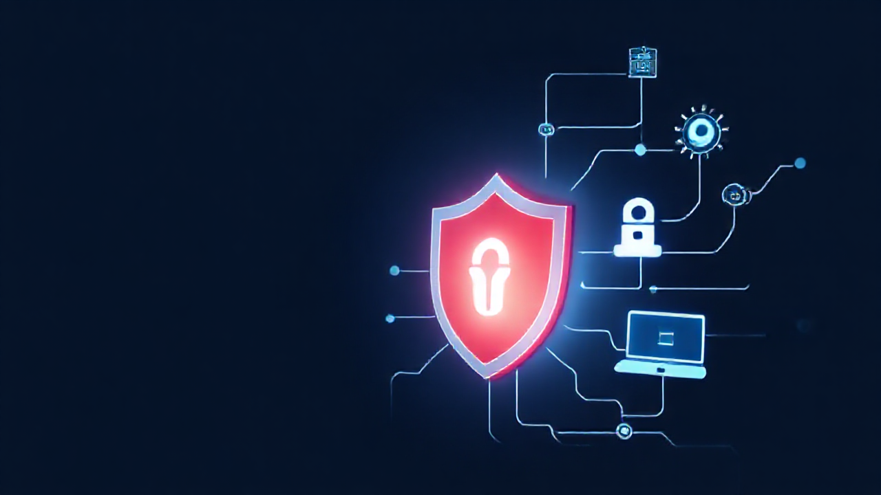 Ilustração de um escudo digital protegido por diferentes antivírus.