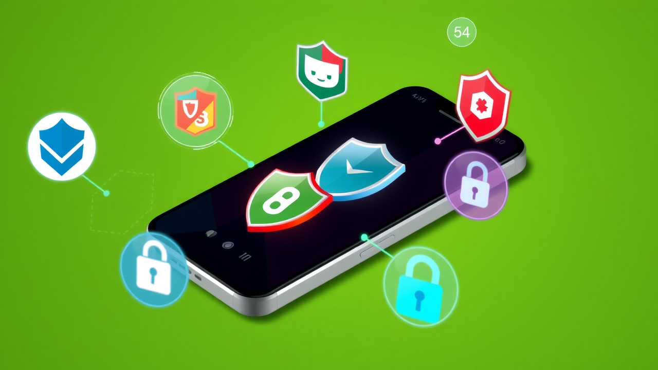 Imagem de proteção digital para smartphones com antivírus.