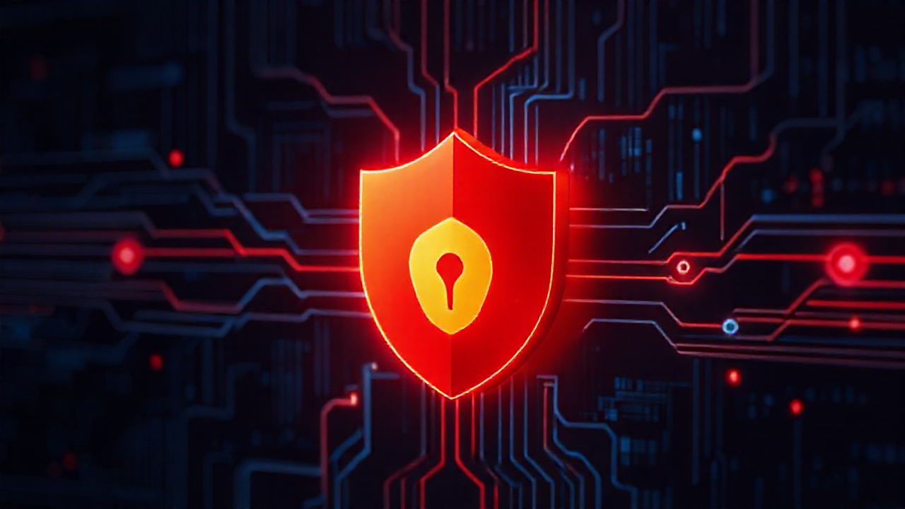 Ilustração de um escudo digital representando proteção e segurança de dados contra ameaças cibernéticas.