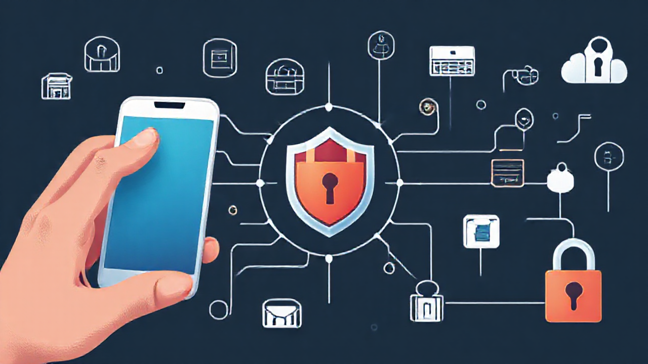 Imagem de destaque de um smartphone sendo protegido por aplicativos antivírus e firewalls