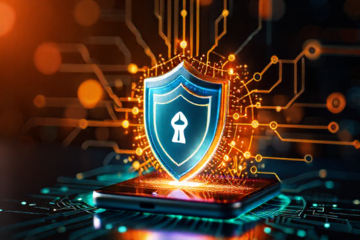 Imagem de um aplicativo de antivírus em funcionamento em um celular, destacando a proteção e segurança oferecidas.