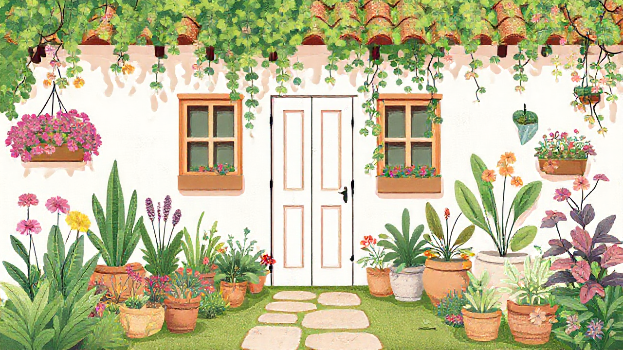 Imagem de um aplicativo de planta residencial gratuito mostrando o design de um jardim em uma tela de dispositivo móvel.