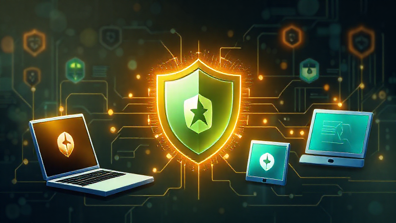 Imagem de uma tela de computador mostrando um aplicativo antivírus em ação, simbolizando segurança e proteção contra malwares.