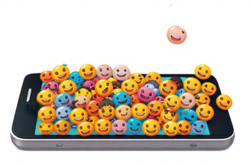 Imagem ilustrativa de emojis e figurinhas em um smartphone, representando a personalização e otimização do WhatsApp com aplicativos gratuitos.