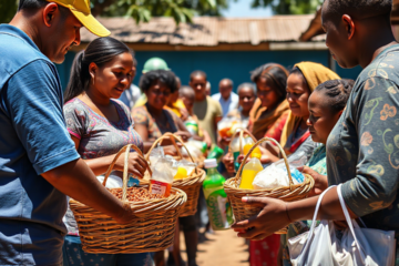 Representative image of the basic food basket program, highlighting the distribution of essential foods to vulnerable families.