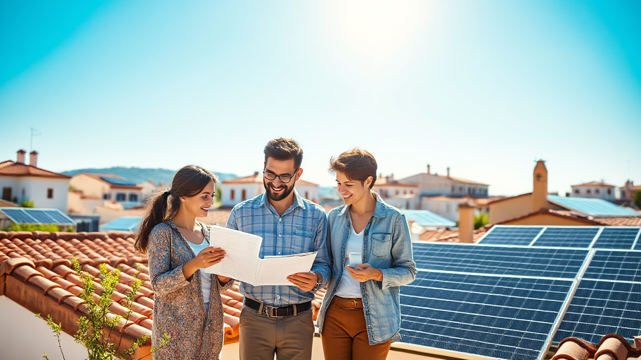 Imagem representativa de painéis solares em instalação com auxílio de desconto.