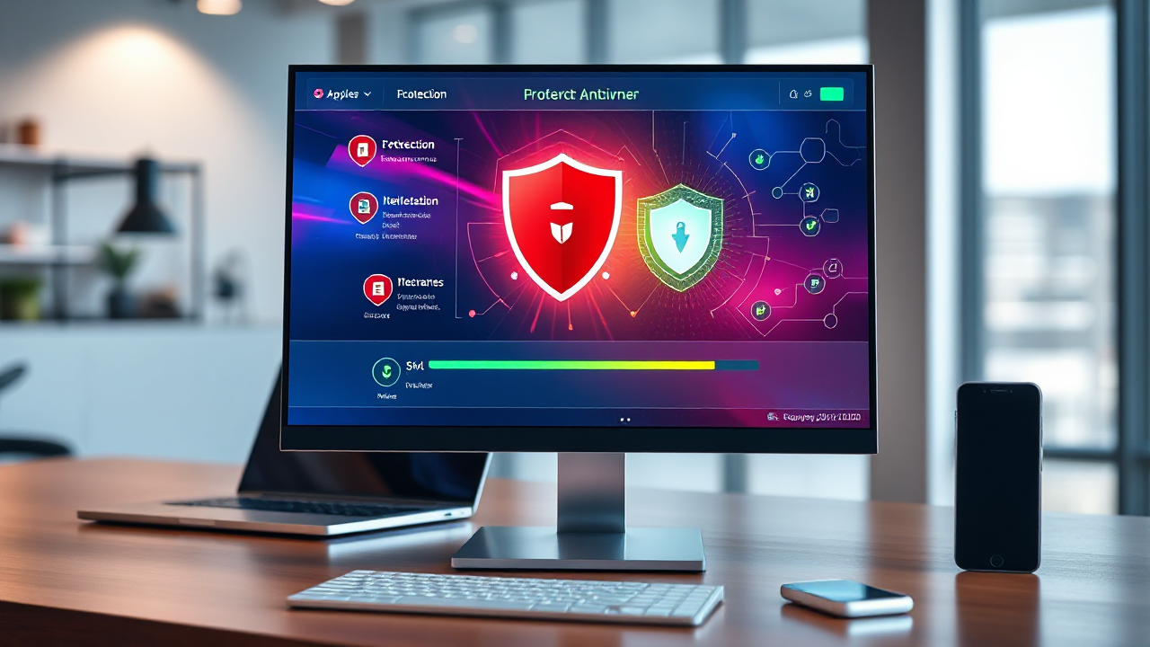 Imagem que representa um aplicativo eficiente de antivirus para proteção de dispositivos contra malware e ameaças cibernéticas.
