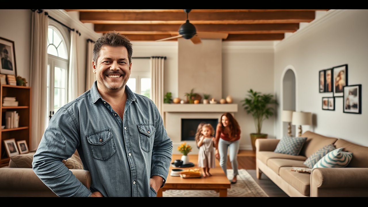 Luciano Hulk apresentando o programa Lar Doce Lar, onde transforma casas e realiza o sonho de famílias.