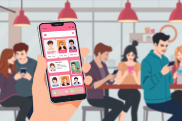 Imagem destacando diversões e interações em aplicativos de encontros.