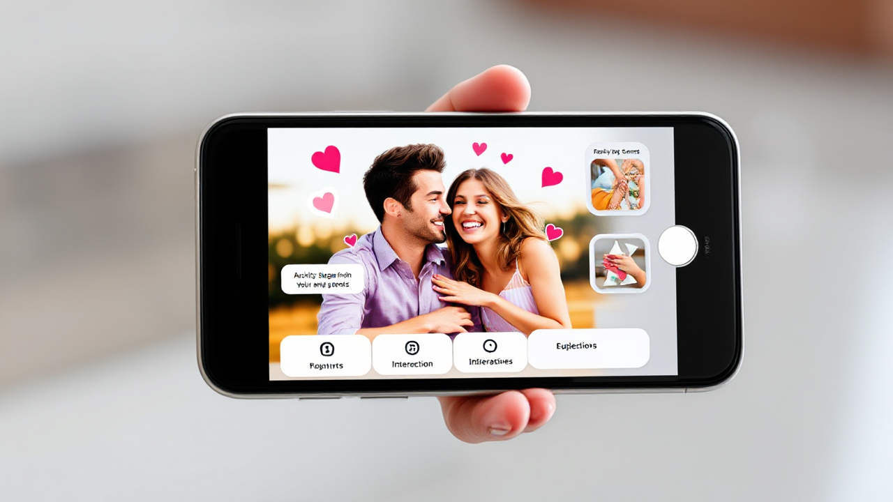 Imagem ilustrativa de casais felizes usando aplicativo de encontros.