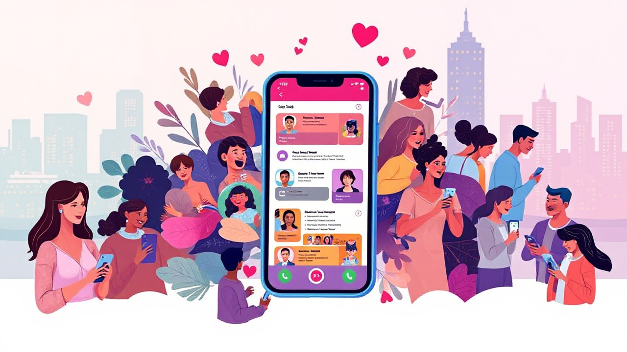 Imagem destacada sobre aplicativos de namoro mostrando pessoas interagindo em um ambiente virtual.