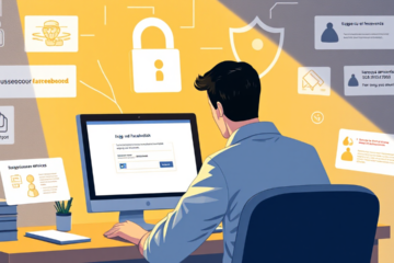 Imagem ilustrativa sobre segurança no Facebook e proteção contra fraudes.