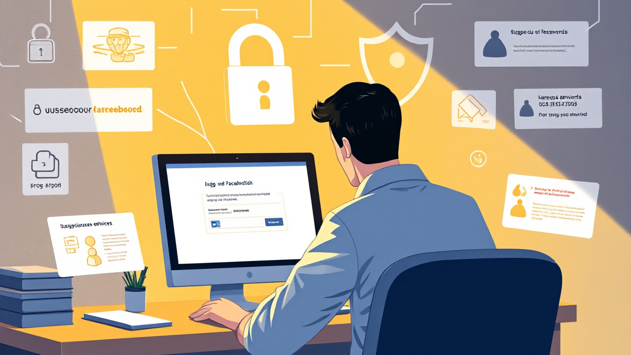 Imagem ilustrativa sobre segurança no Facebook e proteção contra fraudes.
