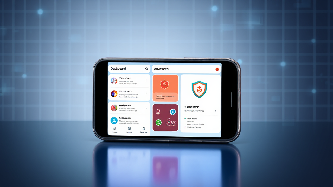Imagem de um celular protegido por um aplicativo de antivírus, simbolizando segurança contra malware e ameaças digitais.