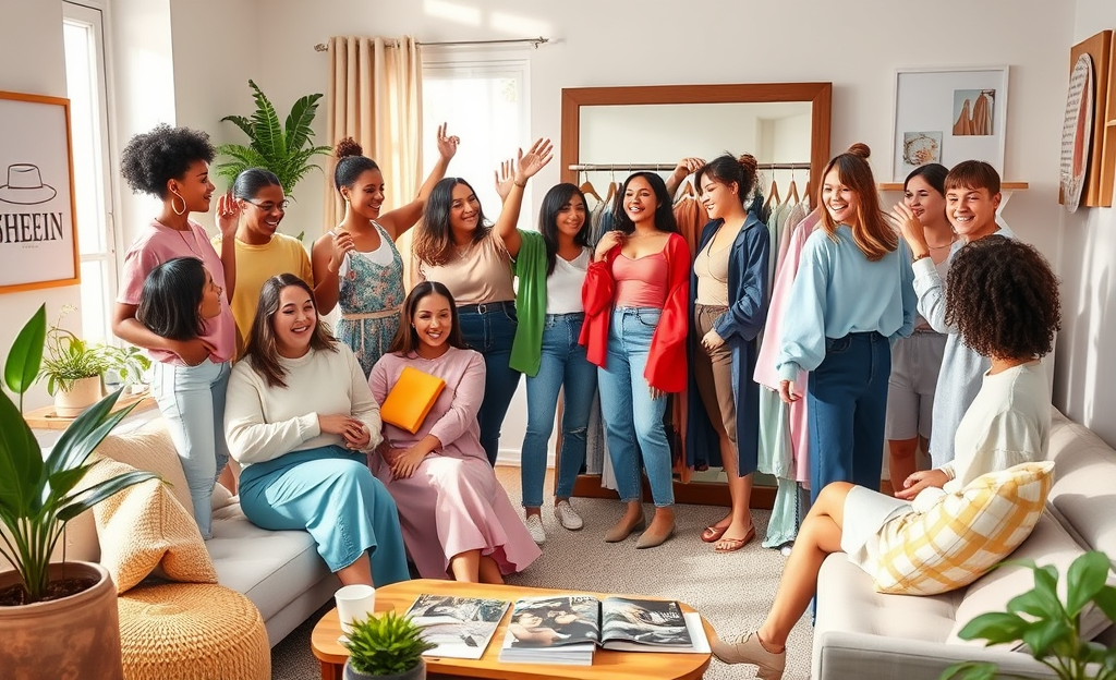 Pessoas recebendo roupas grátis da SHEIN em programas de teste.