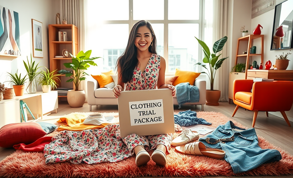 Imagem mostrando diversas roupas da SHEIN disponíveis para teste grátis.