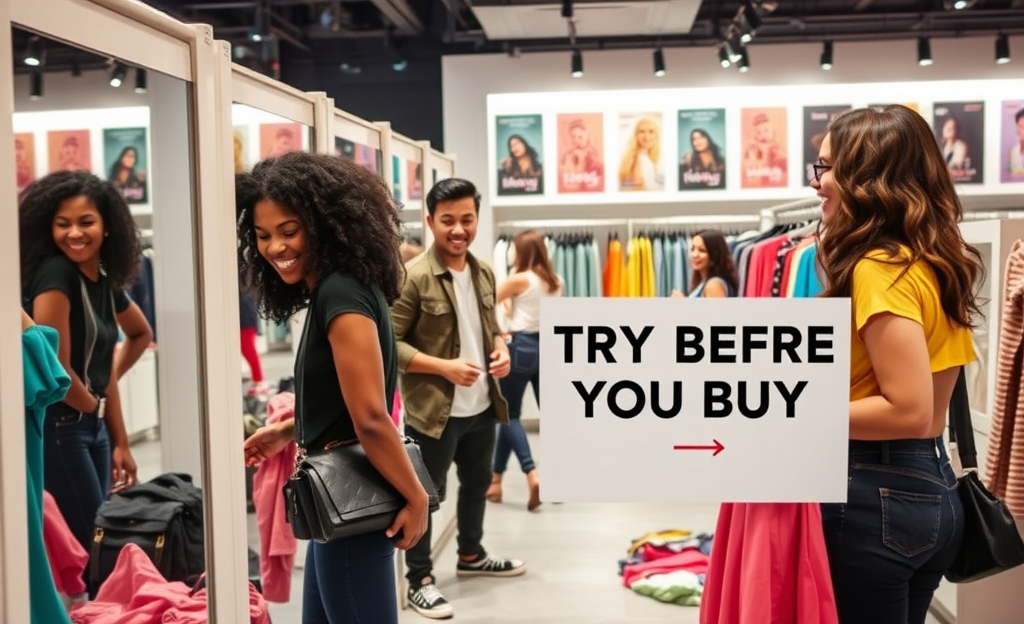 Programa gratuito da SHEIN que permite experimentar roupas.