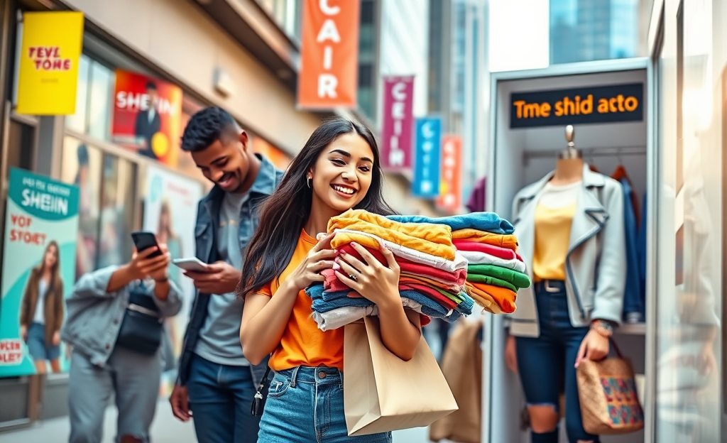 Imagem de roupas da SHEIN disponíveis para avaliação gratuita.
